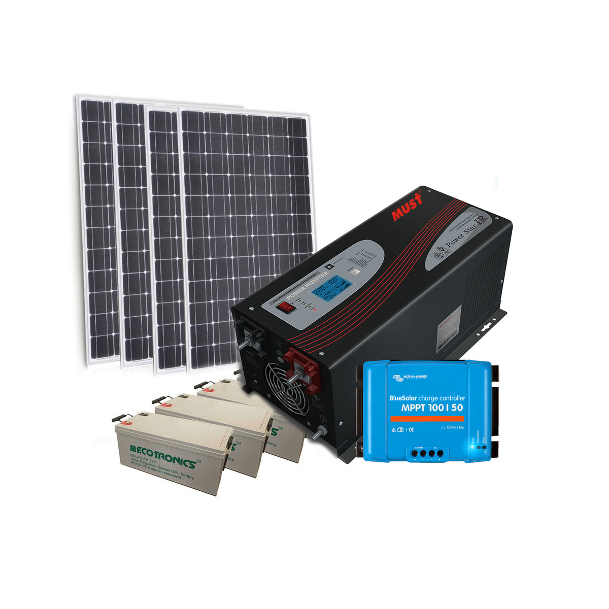 KIT FOTOVOLTAICO OFF-GRID 1.6 KW 24V CON BATTERIE OPZS 3000 AH