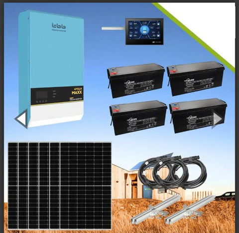 'The Starter' Off Grid System with AGM | 3kW/9kW Surge Inverter | 11kWh AGM Battery Bank | 2.34 Kw Solar